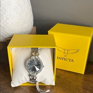 Invicta Silver Watch with Crystal Butterfly Details